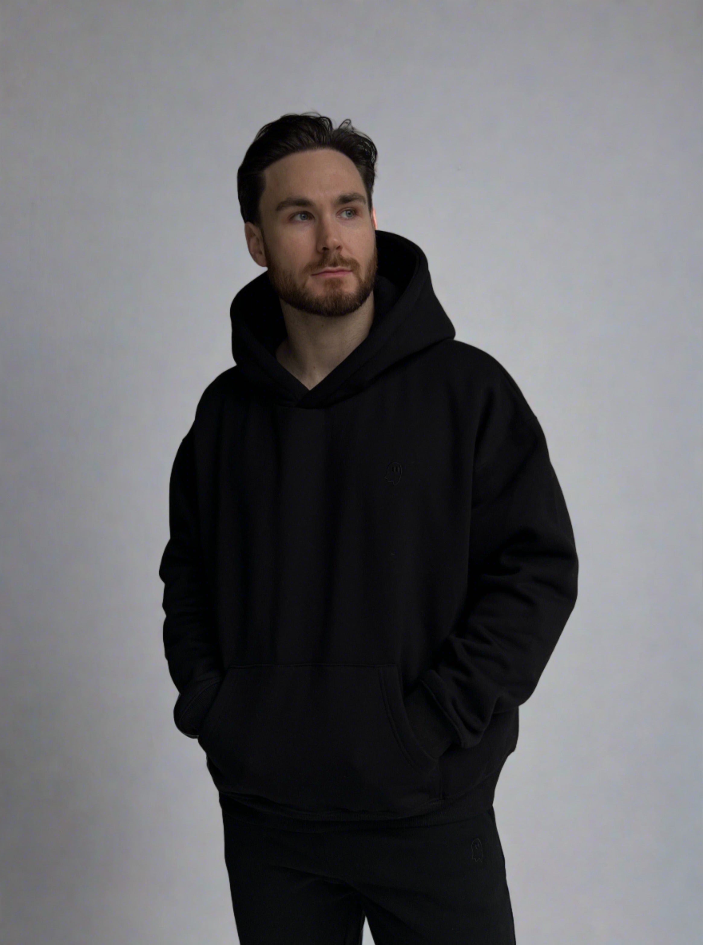 Black thick hoodie sale