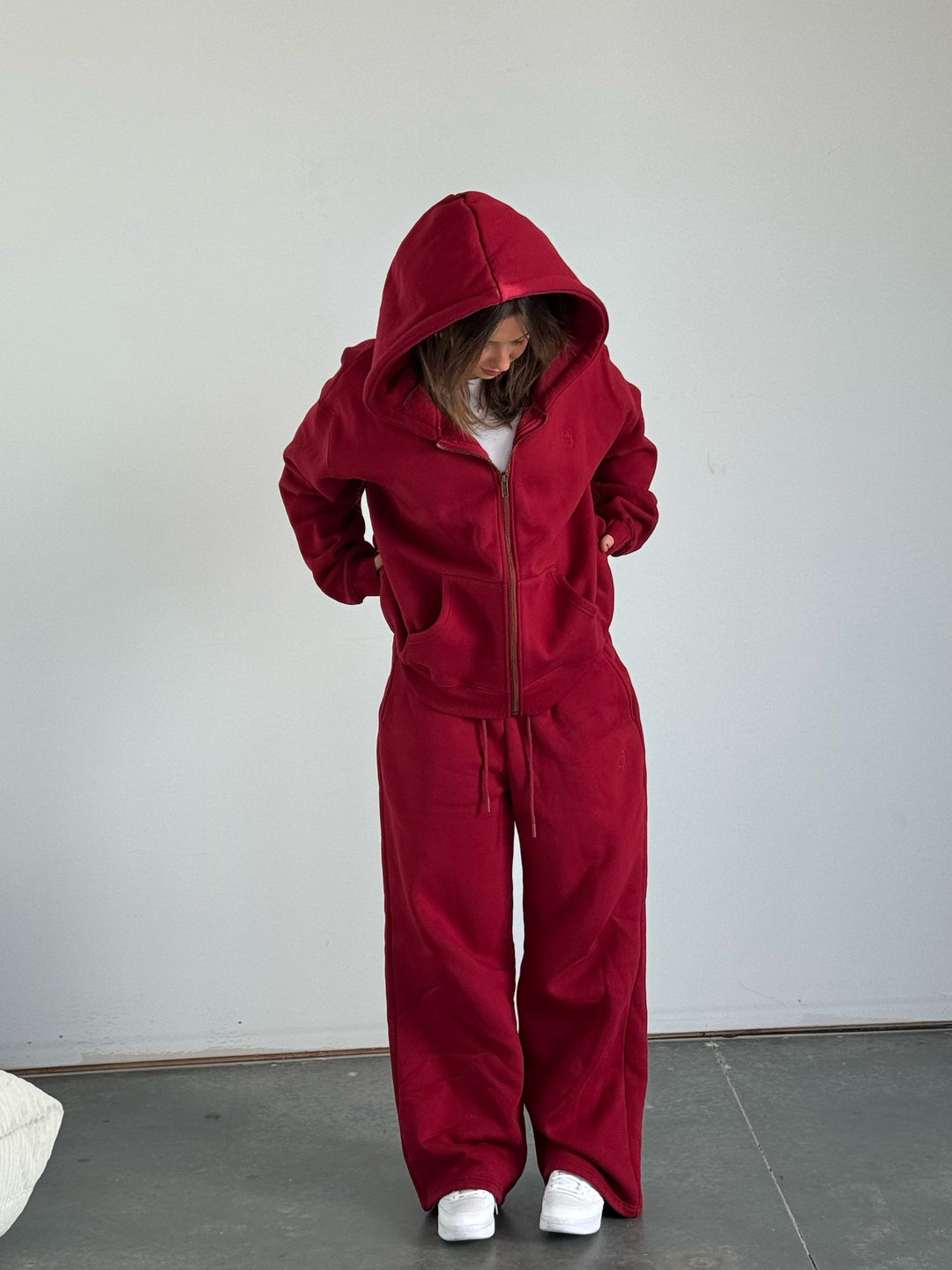 Baggy Heavyweight Sweats — College Red - Cozy Ghost
