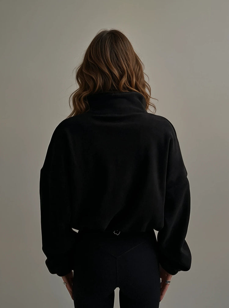 City Fleece Jacket — Black - Cozy Ghost