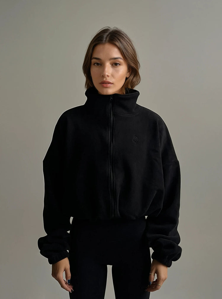 City Fleece Jacket — Black - Cozy Ghost