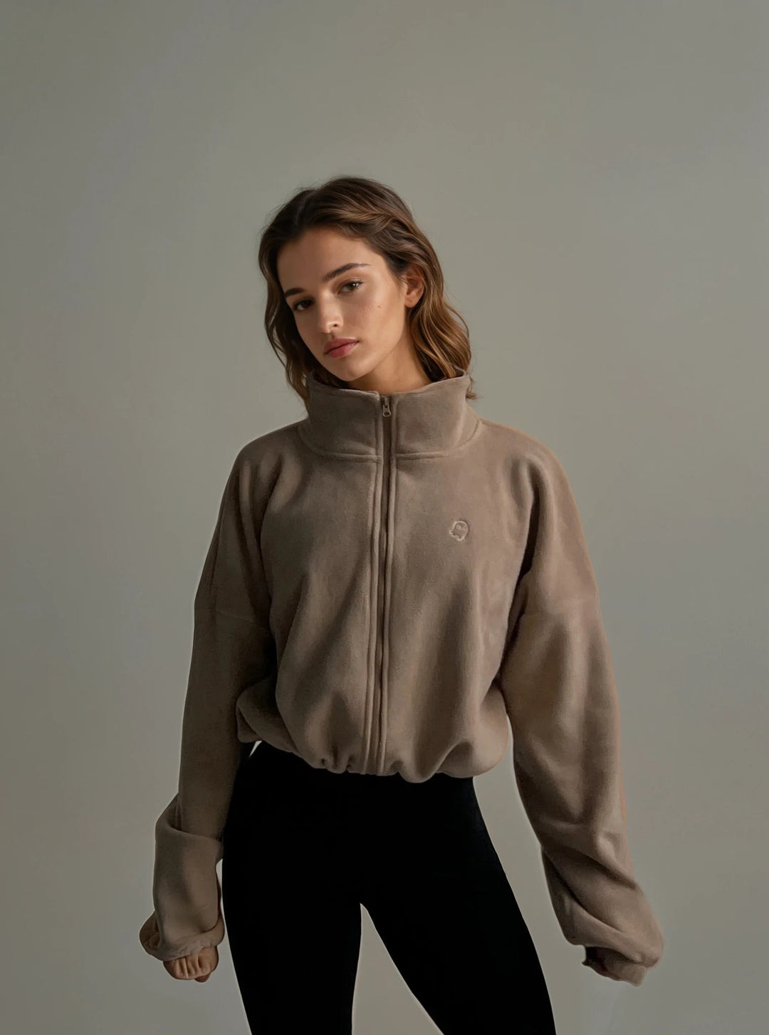 City Fleece Jacket — Oatmeal - Cozy Ghost