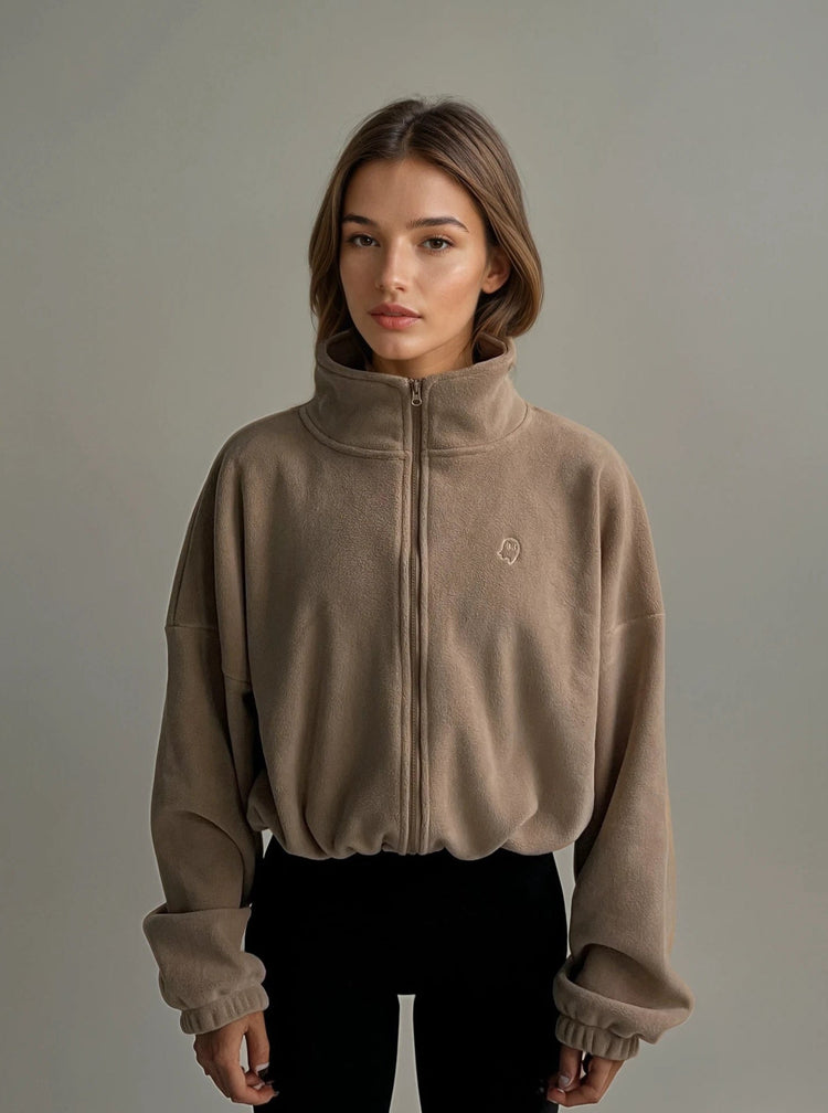City Fleece Jacket — Oatmeal - Cozy Ghost