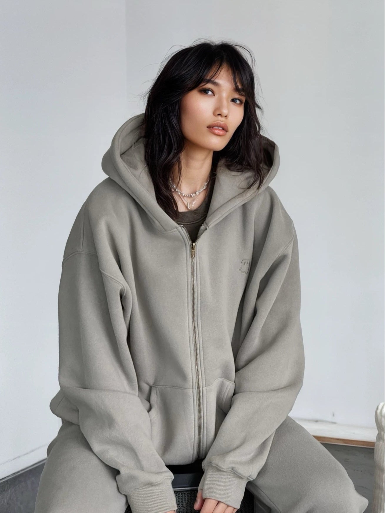 Cloud Hoodie Zip — Stone - Cozy Ghost