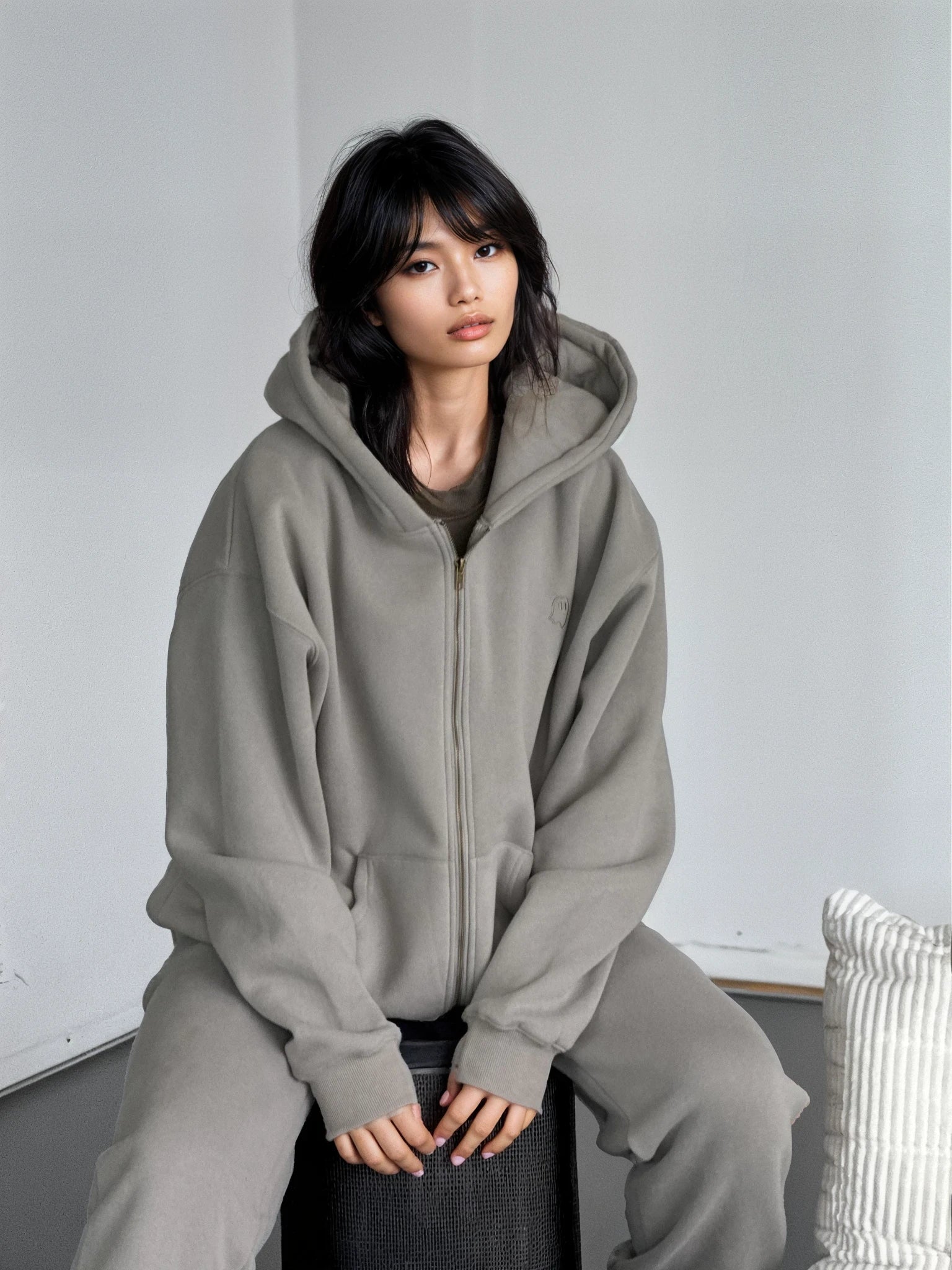 Cloud Hoodie Zip — Stone - Cozy Ghost