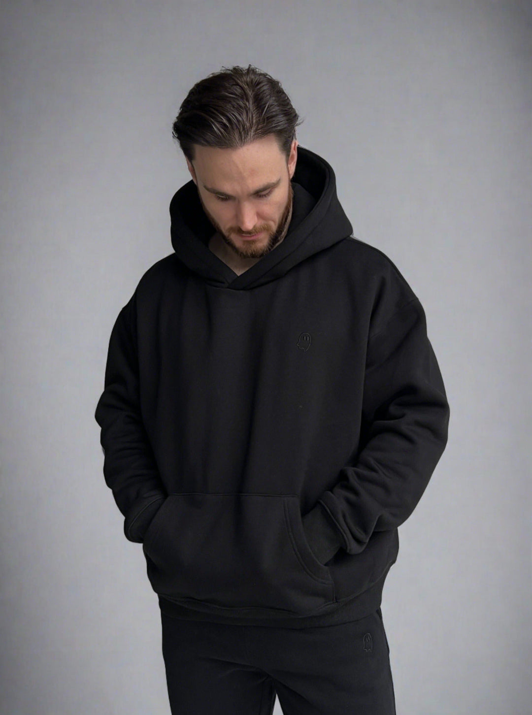 Heavyweight Hoodie — Black - Cozy Ghost