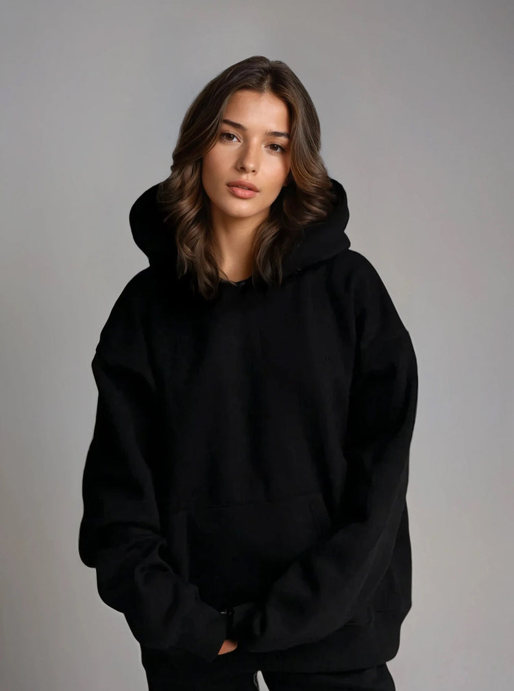 Heavyweight Hoodie — Black - Cozy Ghost