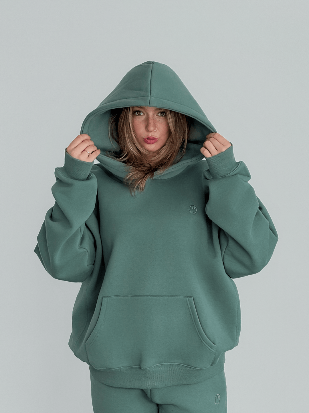 Heavyweight Pullover Hoodie — Sage - Cozy Ghost