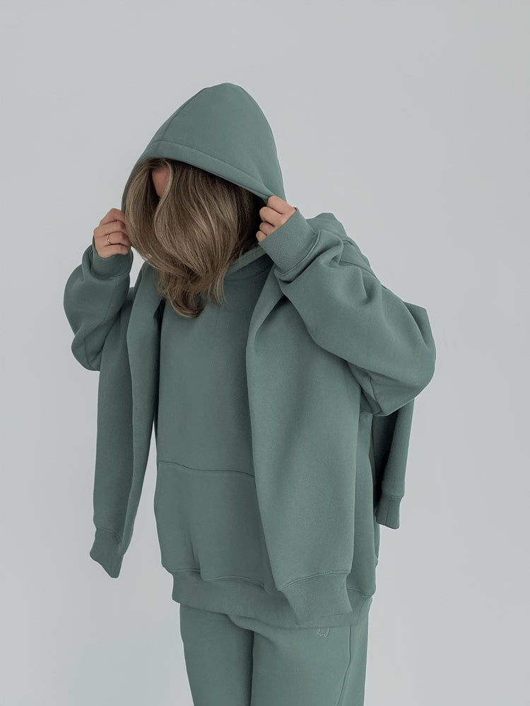 Heavyweight Pullover Hoodie — Sage - Cozy Ghost
