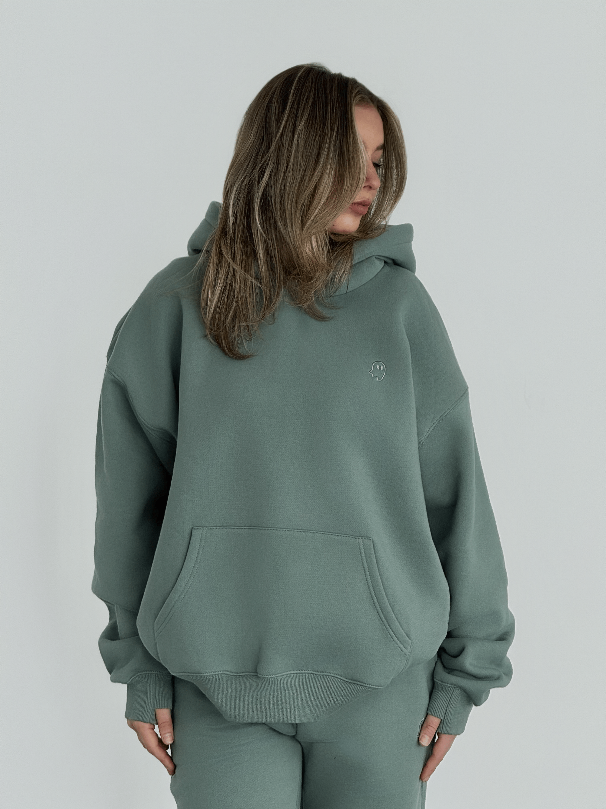 Heavyweight Pullover Hoodie — Sage - Cozy Ghost